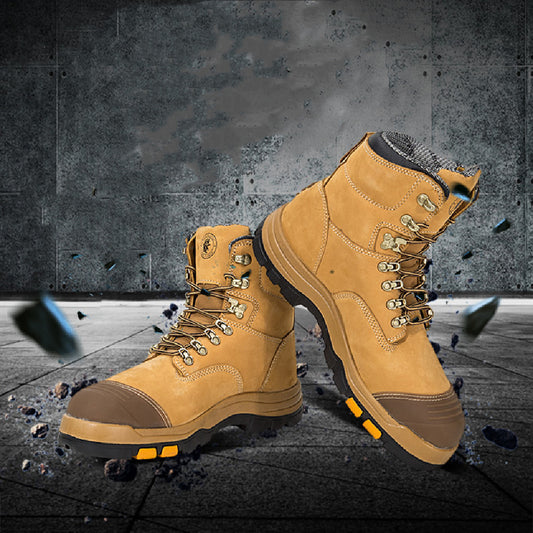 Men's Steel Toe Cowhide Breathable Work Shoes Summer