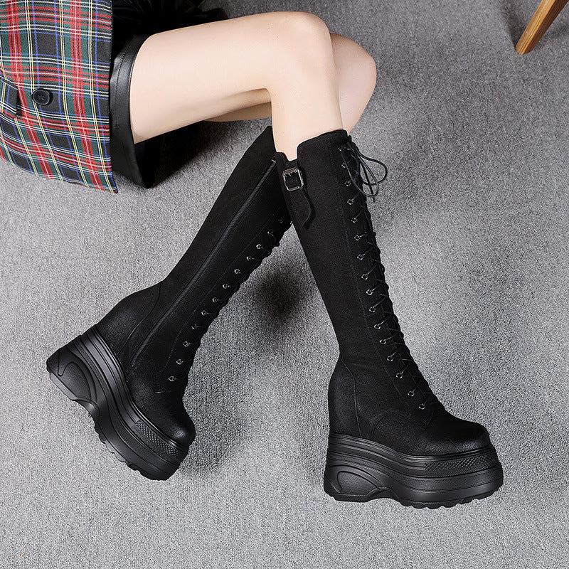 Women's Thick Bottom Waterproof Martin Boots Black