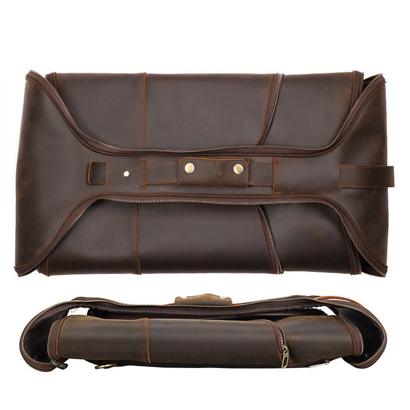 Men’s Retro Genuine Leather Backpack, Solid Color