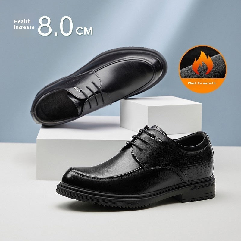 Men’s Height Increasing Cowhide Leather Derby Shoes