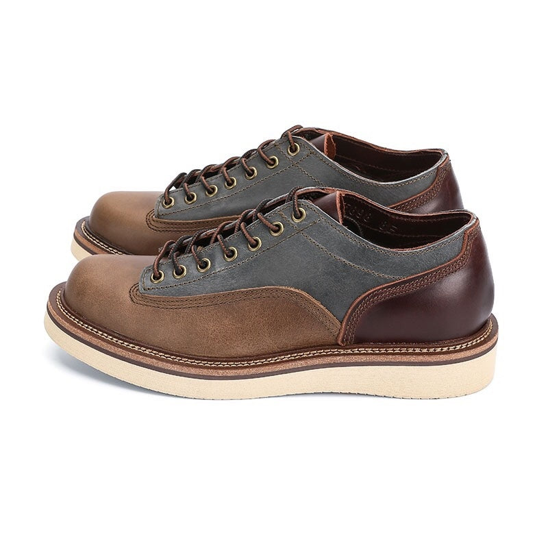 Retro Casual Low-top Leather Shoes, Breathable Flat Heel