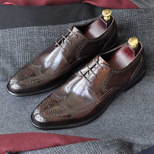 Handmade Genuine Leather Men’s Pointed Toe Formal Shoes