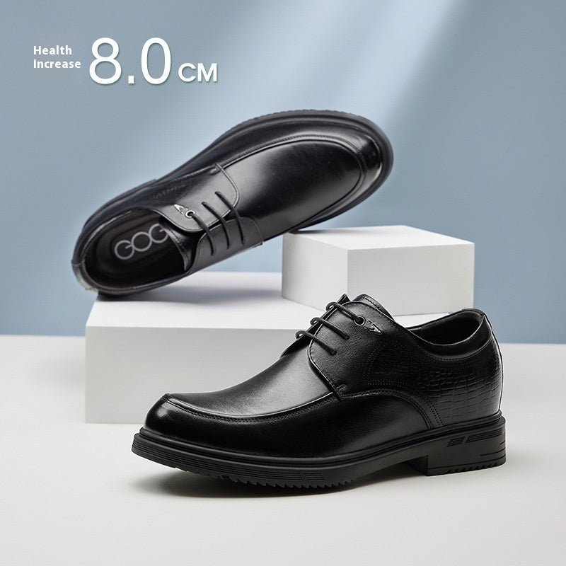 Men’s Height Increasing Cowhide Leather Derby Shoes