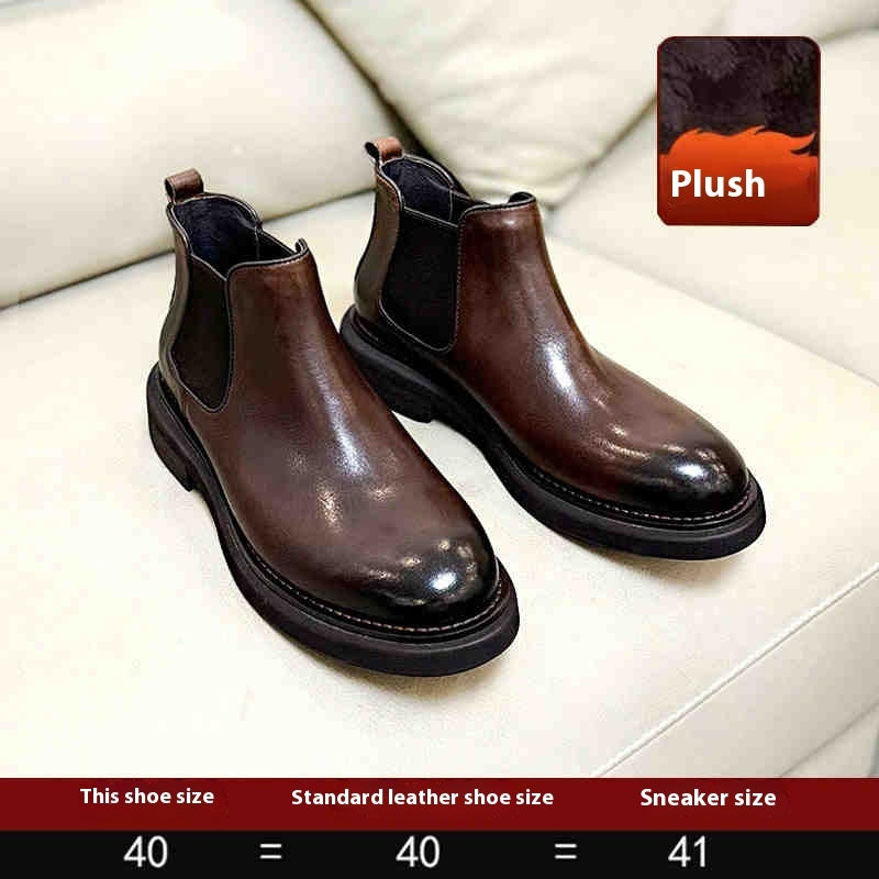Men's Genuine Leather High-Top Martin Boots Thick Sole