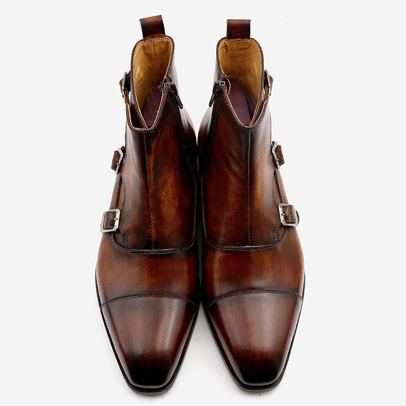 Men's Handmade Leather Breathable Casual Square Toe Shoes