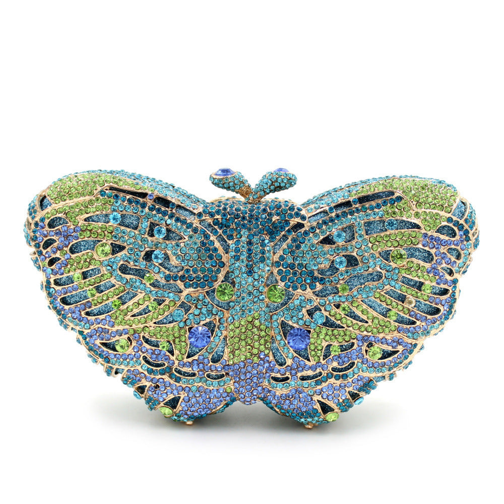 Women's Handmade Butterfly Rhinestone Chain Clutch Bag