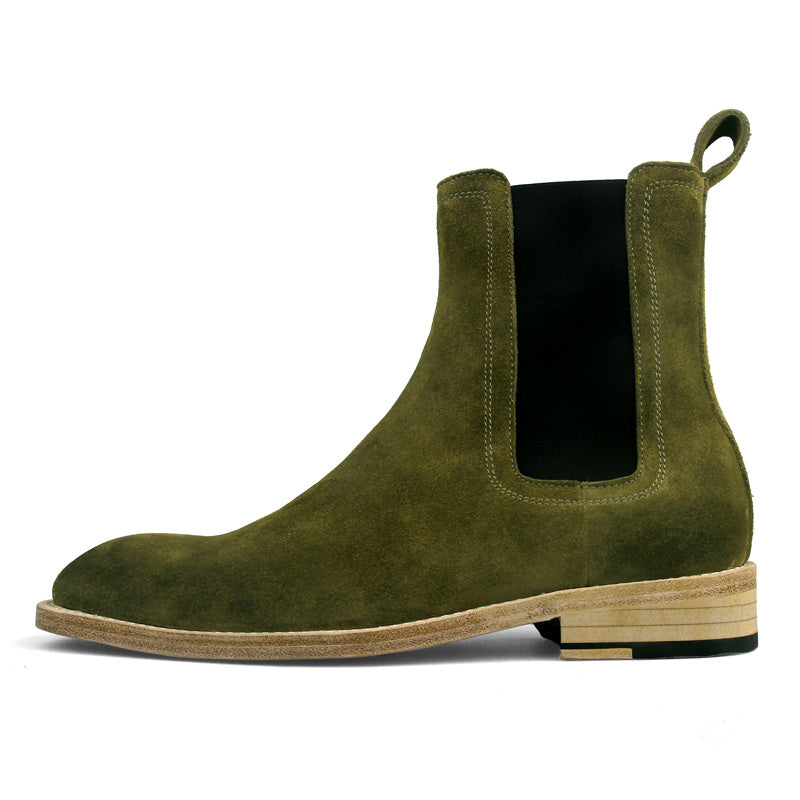 Men's Handmade Retro Leather Boots, Medium Tube Height