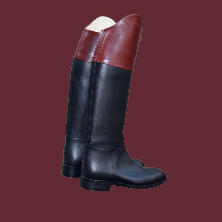 Aoud Saddlery Contrast Color Leather Zipper Riding Boots