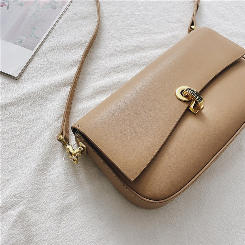 Women's Genuine Leather Diamond Lock Shoulder Bag