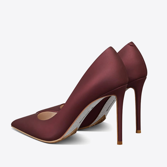 Pointed Leather Stiletto Pumps - Multiple Heel Heights