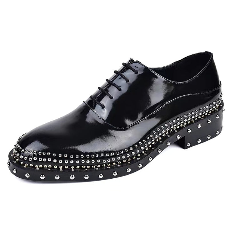 British Men's Business Formal Leather Shoes, Rivet Detail