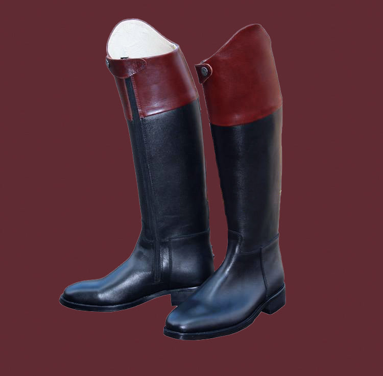 Aoud Saddlery Contrast Color Leather Zipper Riding Boots