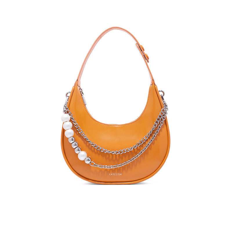 Summer Cowhide Leather Crescent Armpit Bag - Multiple Colors