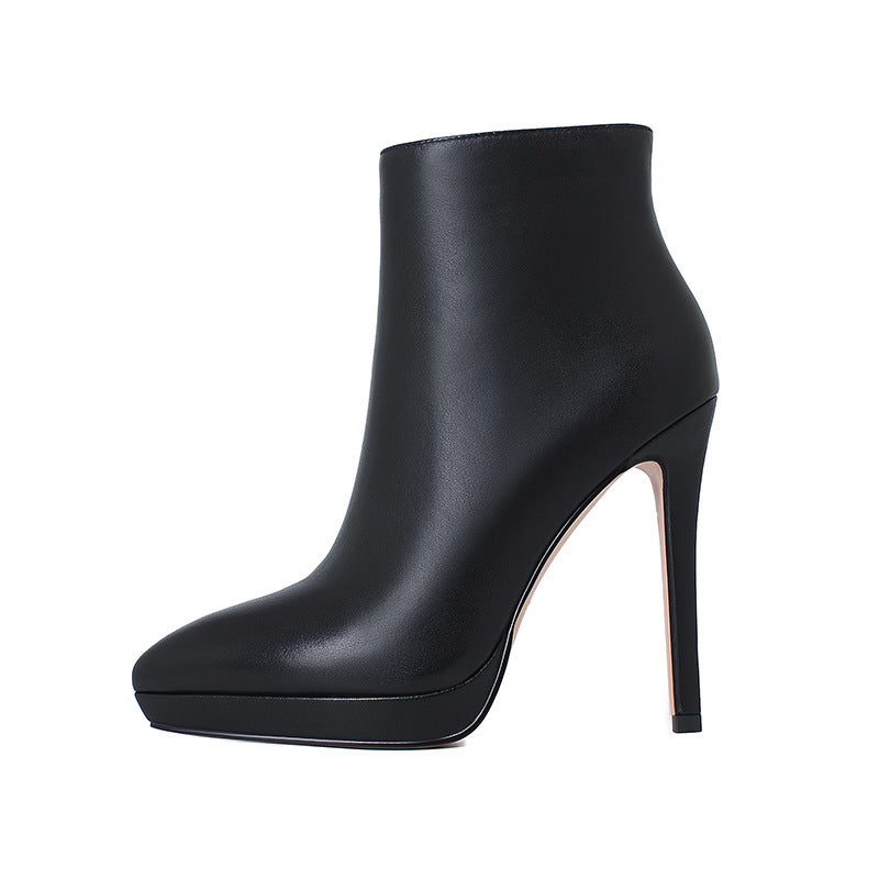 Super High Heel Pointed Toe Waterproof Platform Boots