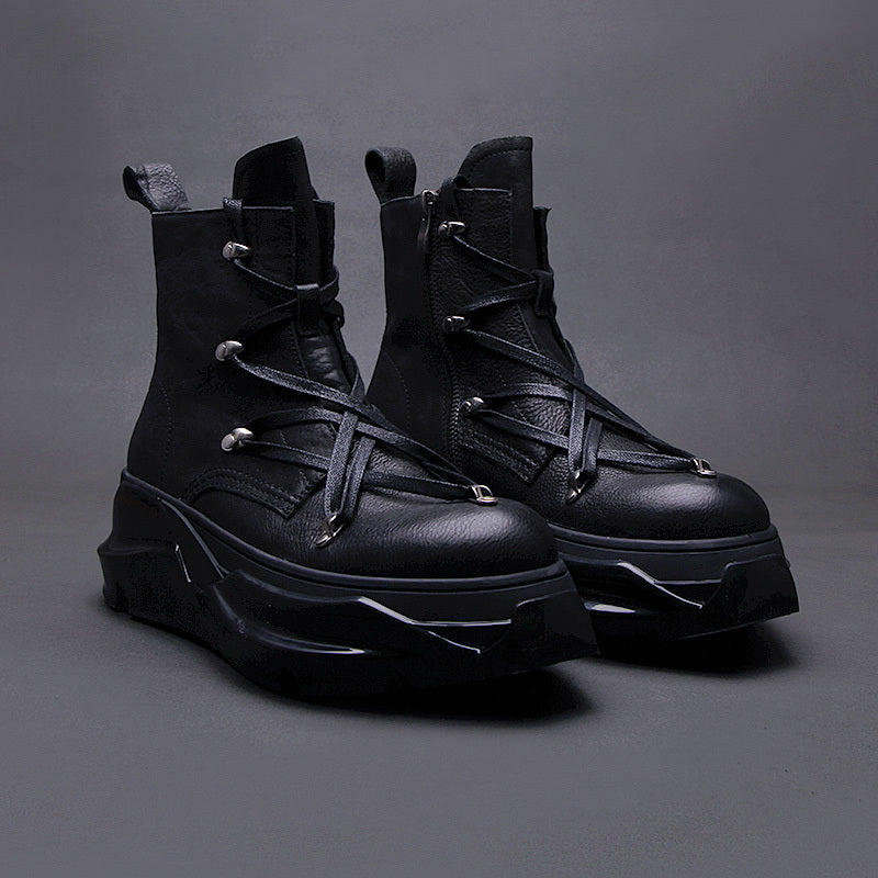 Men's Winter Thick-Soled Motorcycle Martin Boots, Leather