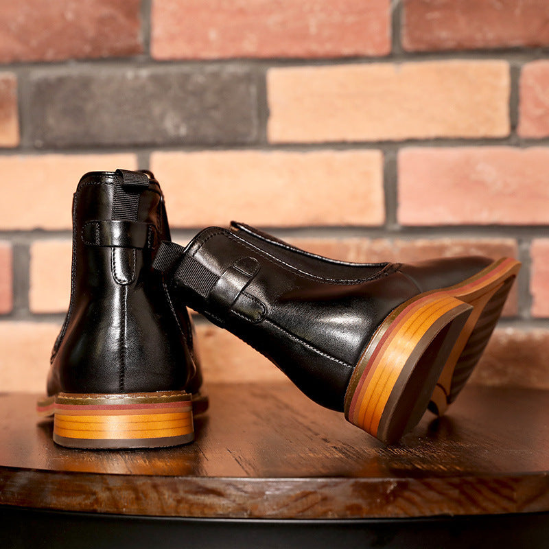Men's Fashionable Business Leather Shoes, Square Toe