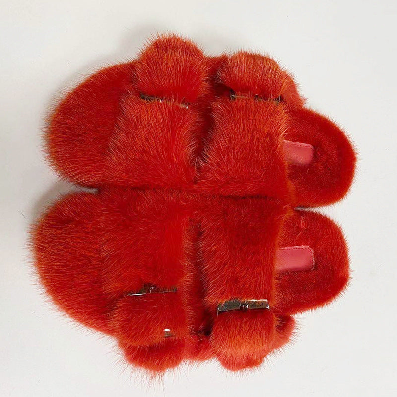 Summer Flat Home Solid Color Thick Bottom Double-breasted Cotton Slippers