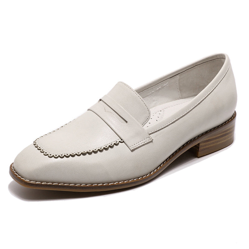 Retro English Style Small Leather Shoes, Flat Heel