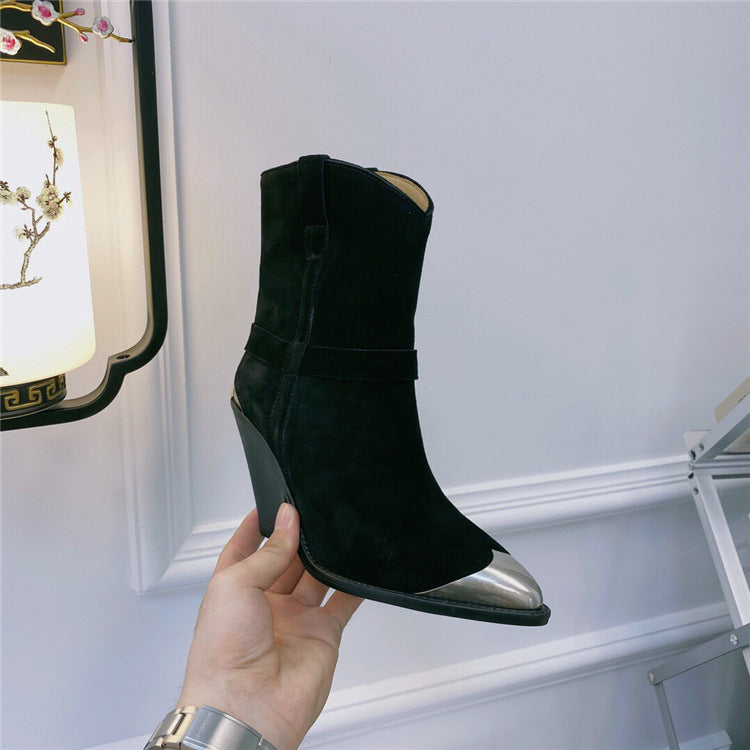 Pointed Toe Martin Boots with Iron Toe & Profiled Heel