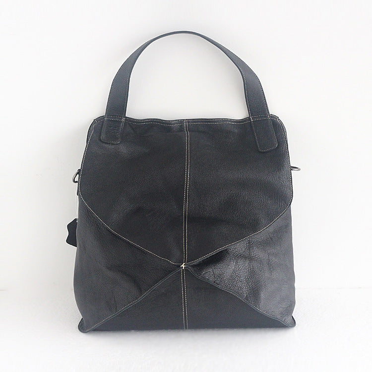 First Layer Cowhide Large Geometric Stitch Bag