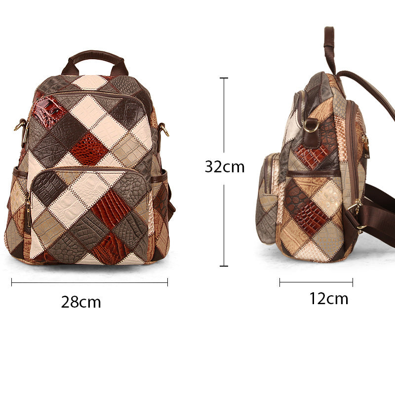Large Cowhide Leather Travel Mommy Bag, Waterproof