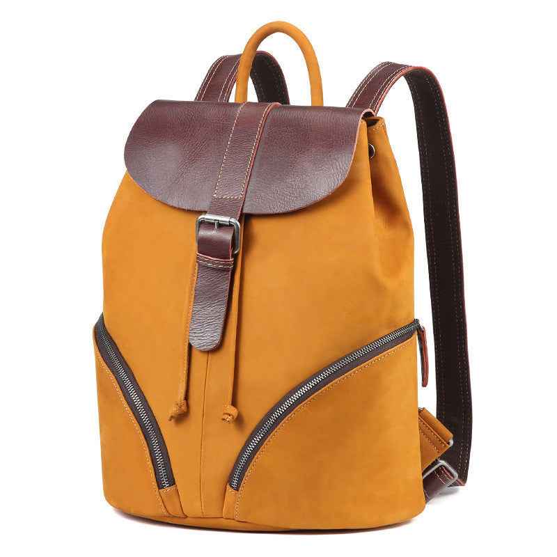 Fashion Contrast Color Women's Cowhide Backpack 37cm