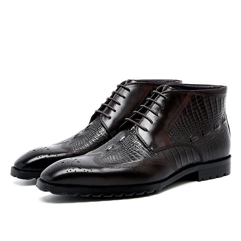 Men's Breathable Cowhide Martin Boots Low Heel