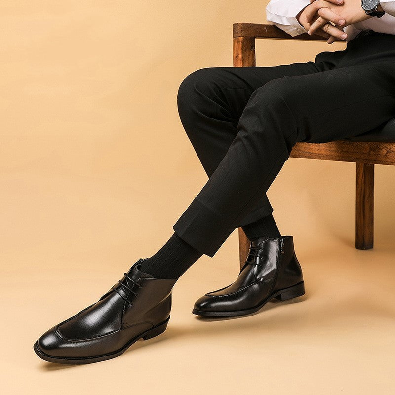 British Men's Retro Waxed Leather Martin Boots