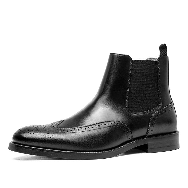 Men's Western Leather Boots with Pointed Tips Medium Heel