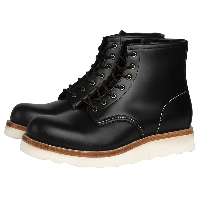Vintage Leather High Top Martin Boots - Black & Brown