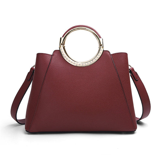 Middle-aged Lady Soft Cowhide Vertical Ladder Handbag