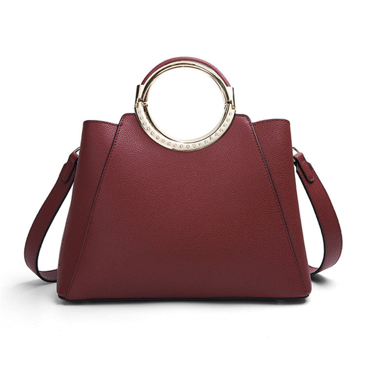Middle-aged Lady Soft Cowhide Vertical Ladder Handbag