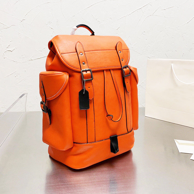 Contrast Color Large Canvas Backpack with Drawstrings
