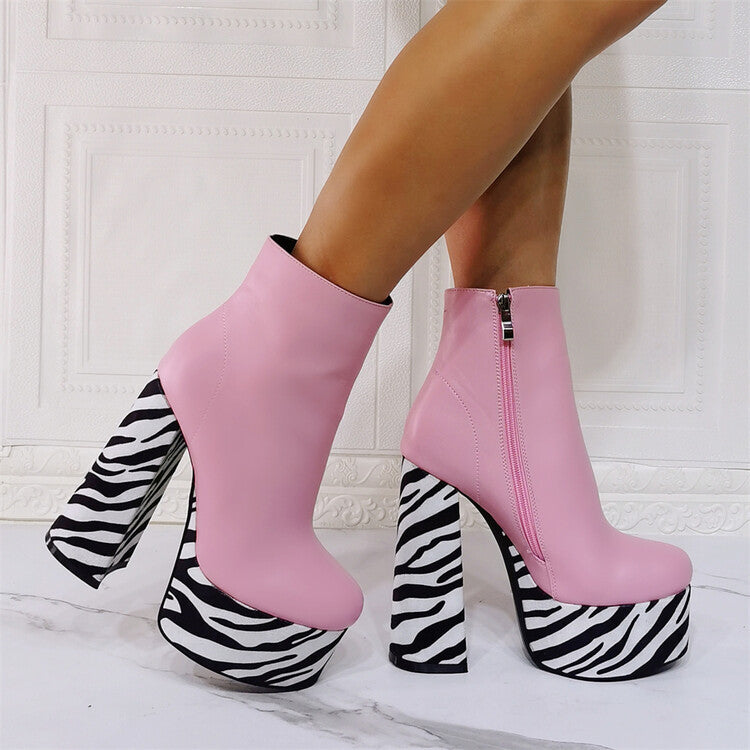 Waterproof Round Toe Women's Platform Short Boots