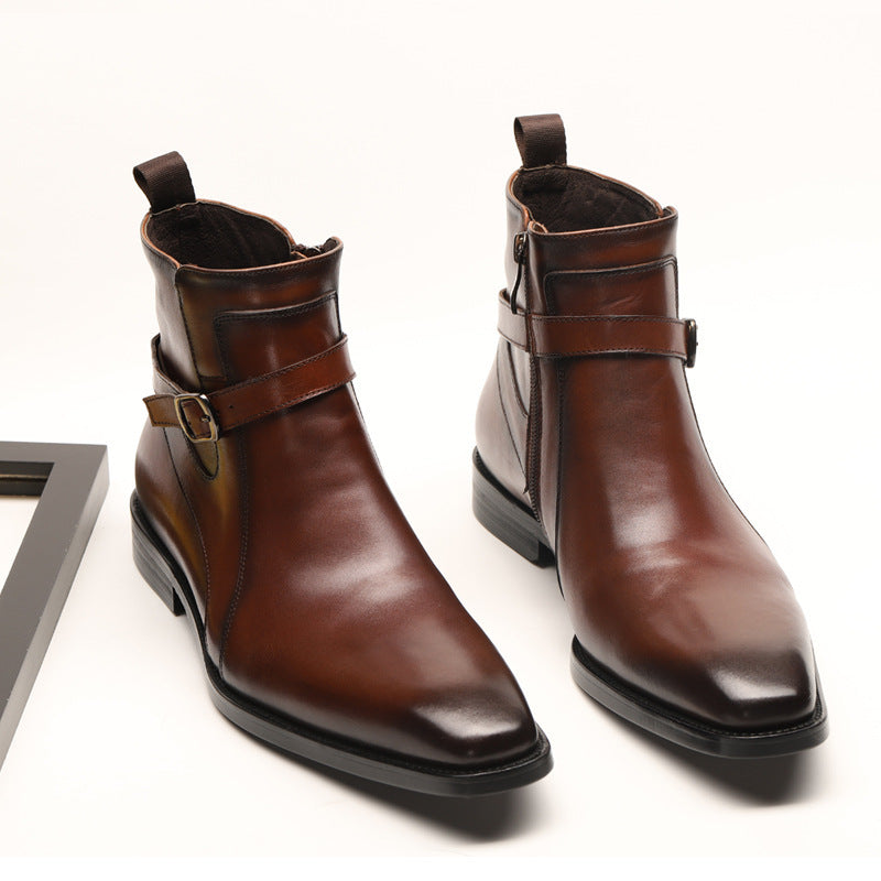 Youth Men's Casual Patent Leather Chelsea Boots