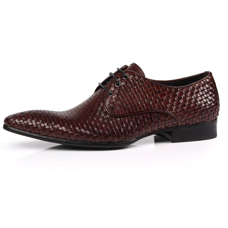 Cowhide Woven Breathable Business Formal Pointed Shoes