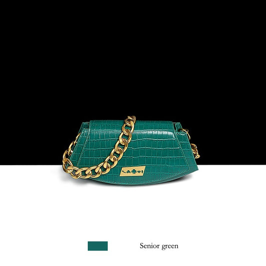 Women's Retro One Shoulder Handbag - Green Orange