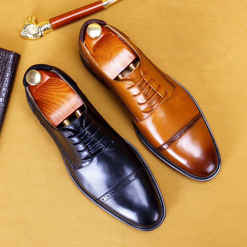 Men’s British Retro Brogue Business Leather Shoes
