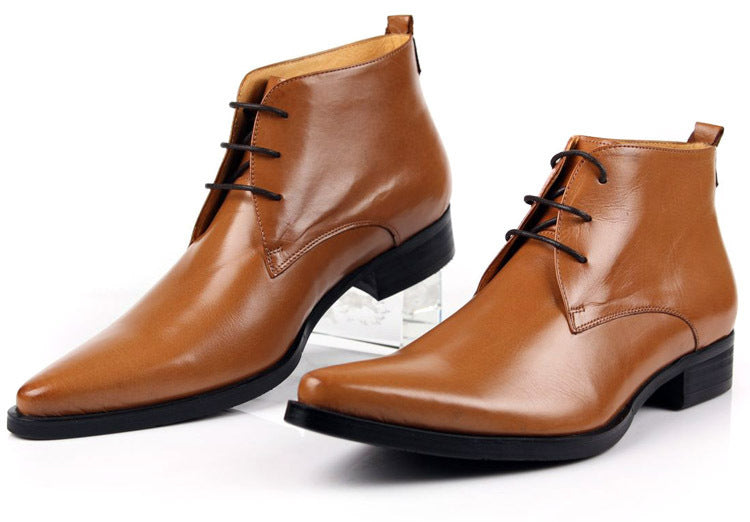 Men’s Lace-Up Business Short Boots, High Top, Multiple Colors