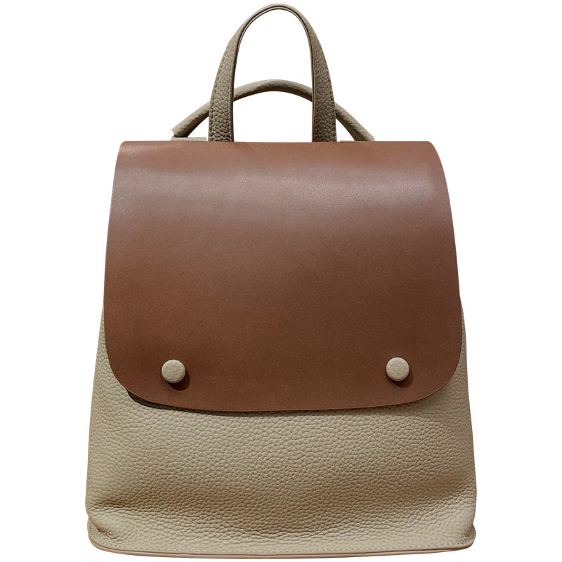 Women's Large Cowhide Leather Backpack - Retro Style