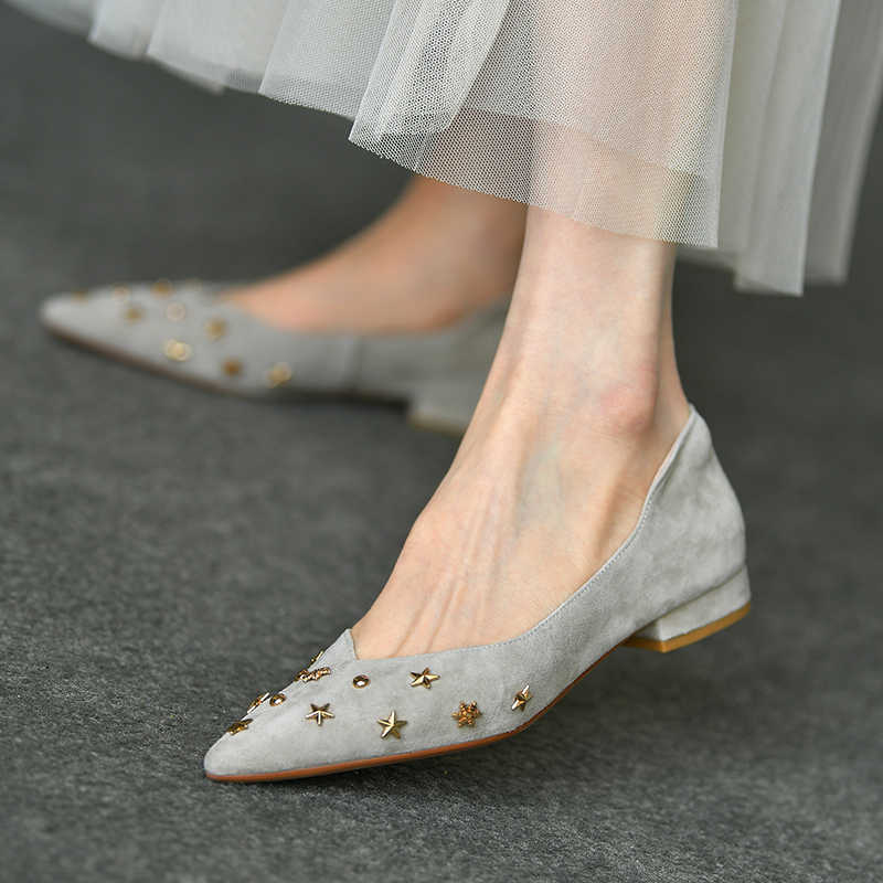 Frosted Cashmere Slip-On Pumps - Low Heel Gray