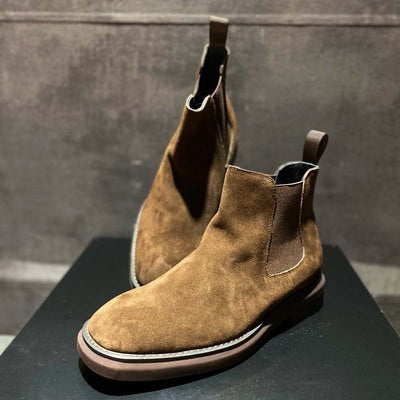 Vintage Men's Chelsea Boots Frosted Leather Black