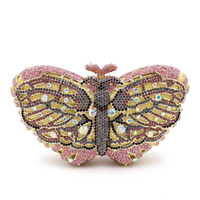 Women's Handmade Butterfly Rhinestone Chain Clutch Bag