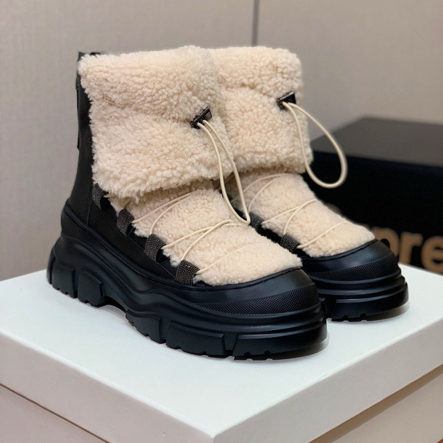 European & American Fur-Lined Winter Ankle Boots