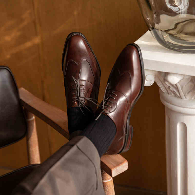 Men’s Business Formal Brogue Leather Shoes, Lace-Up