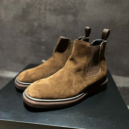 Vintage Men's Chelsea Boots Frosted Leather Black