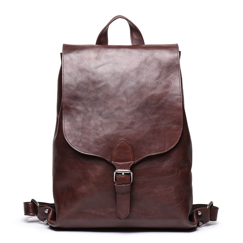 Men's Vegetable Tanned Cowhide Backpack, 12-inch