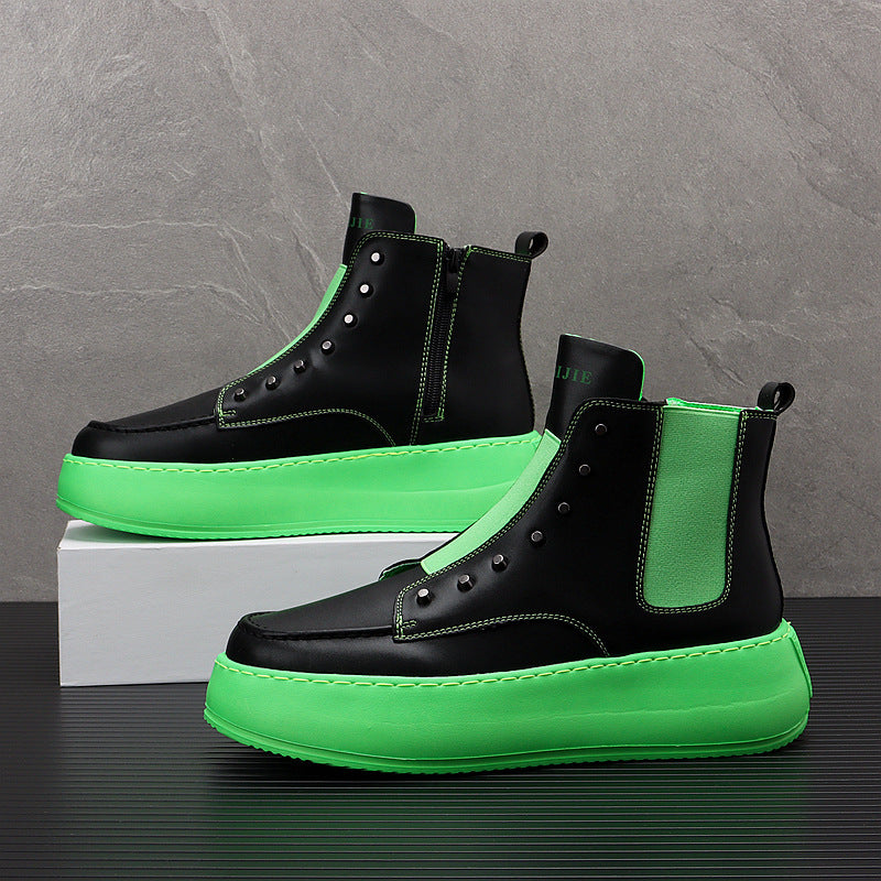 Men’s Korean High Top Casual Shoes Thick Sole Fall