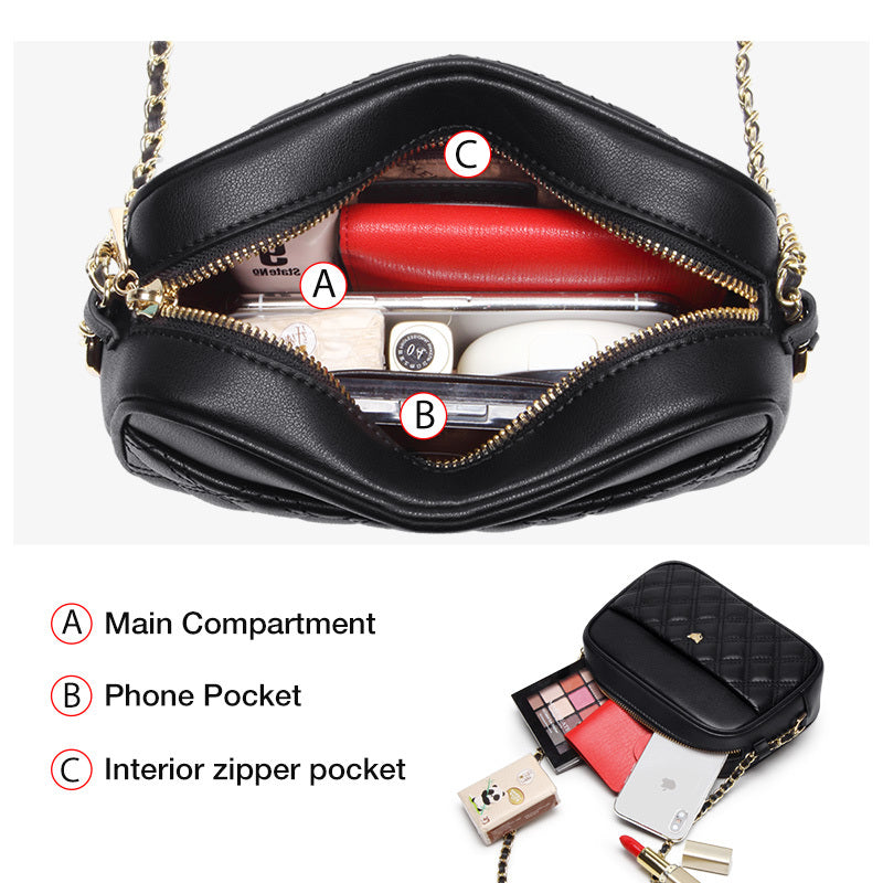 Women's Fashion Cow Split Leather Chain Shoulder Bag