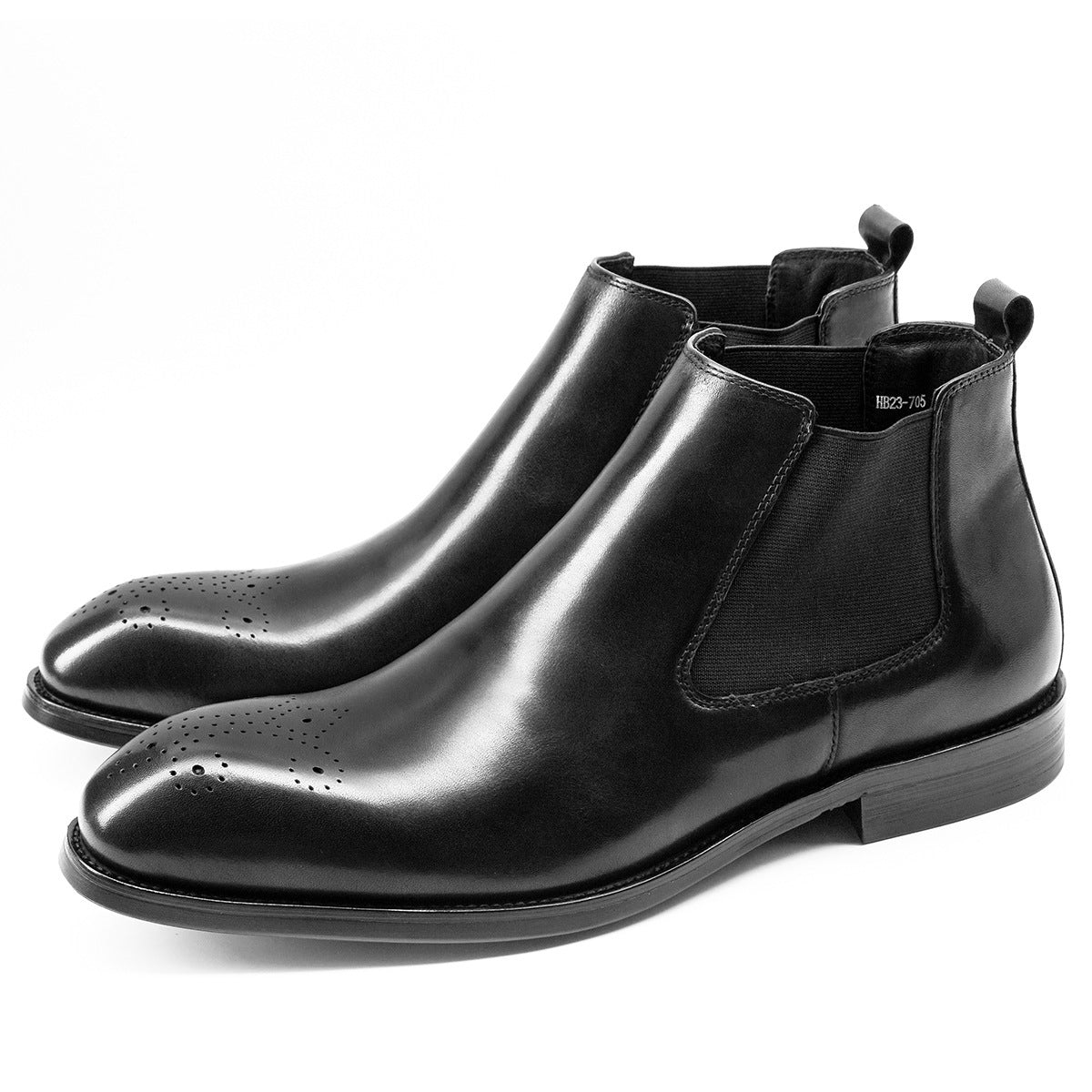 Men’s Medium Leather Martin Boots, Black & Brown